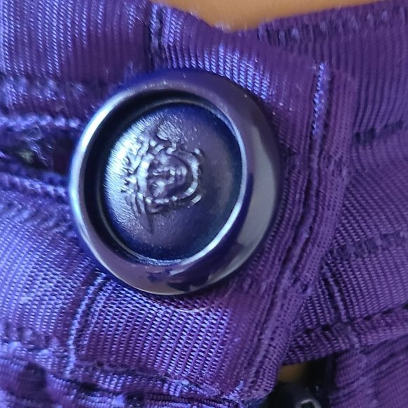 Auth NEW 1996 VERSACE PURPLE MINI SKIRT 42 IT small S size 4 - 6 - Picture 2 of 5